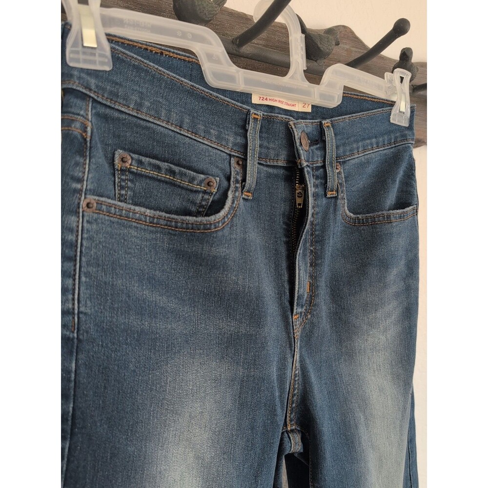 Levi's 724 High Rise Straight Leg Jeans Dark Wash Size 27 - Picture 2 of 7